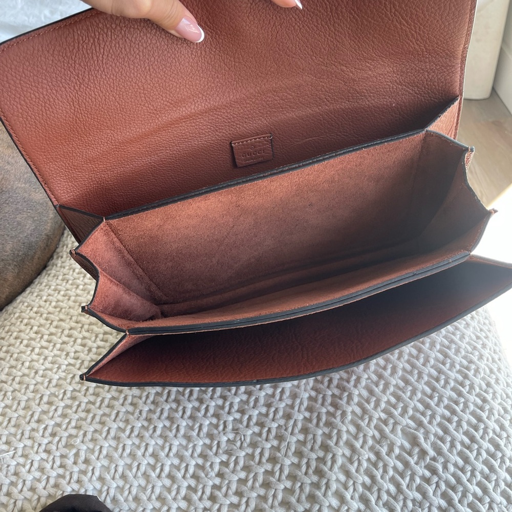 Gucci Brown Pebbled Leather Soft Jackie Clutch - Picture 3 of 6